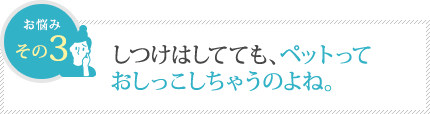 しつけはしてても、ペットって おしっこしちゃうのよね。